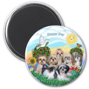 Happy Day with Six Shih Tzus Magnet