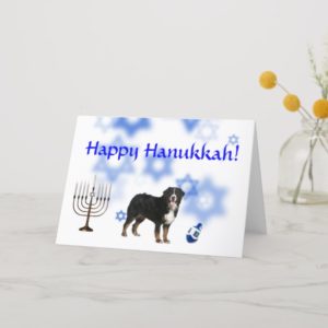 Happy Hanukkah Bernese Mountain Dog Holiday Card