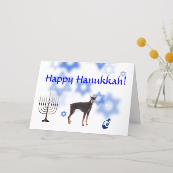Happy Hanukkah Doberman Pinscher Holiday Card