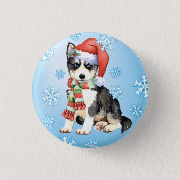 Happy Howlidays Husky Pinback Button