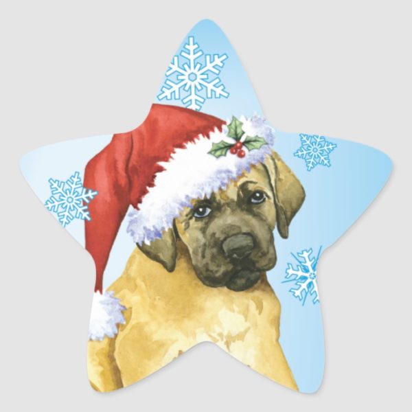 Happy Howlidays Mastiff Star Sticker