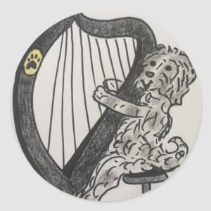 Harp puppy classic round sticker