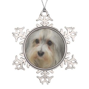 Havanese Dog Snowflake Pewter Christmas Ornament