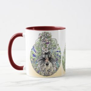 Havanese face in a circle of flowers mug