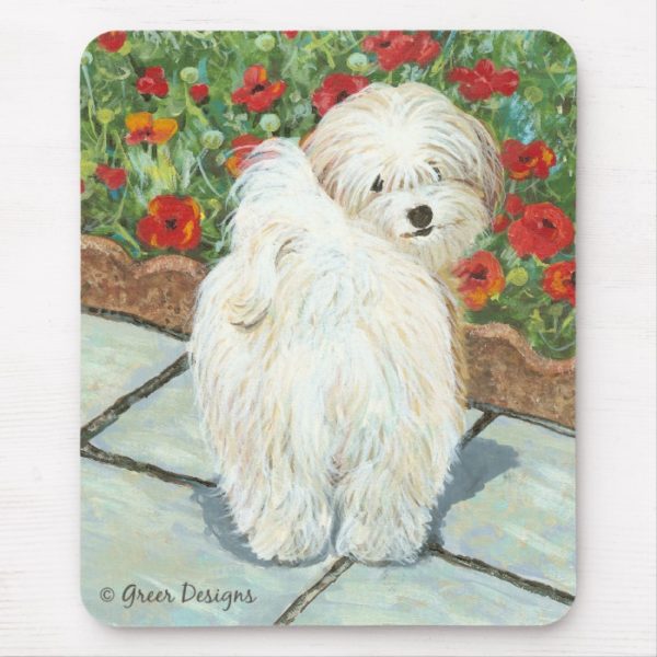 Havanese n Poppies Art Print Gifts & Cards Mouse Pad