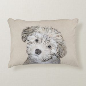 Havanese Puppy Painting - Cute Original Dog Art Decorative Pillow
