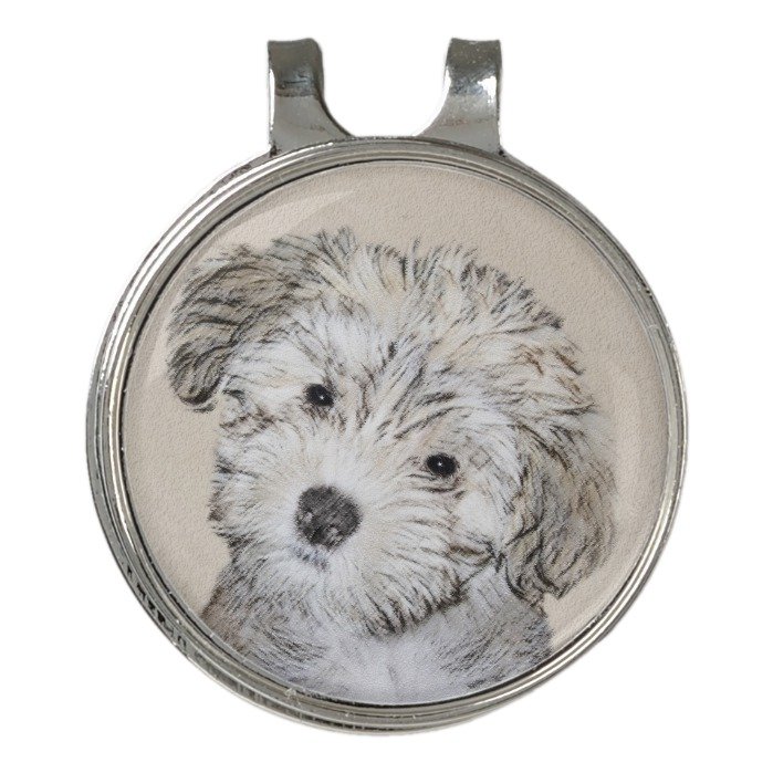 Havanese Puppy Painting - Cute Original Dog Art Golf Hat Clip