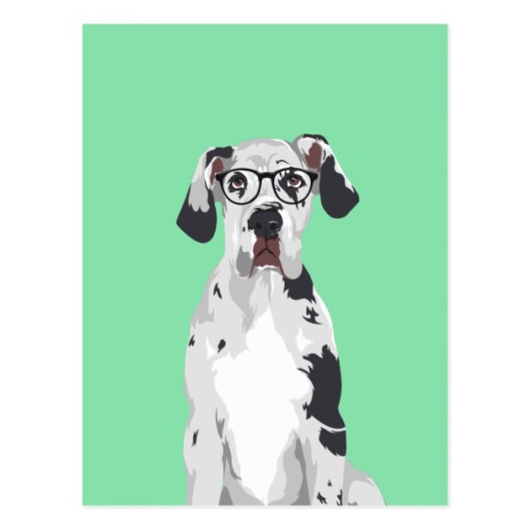 Hipster Great Dane for Dog Lovers Postcard