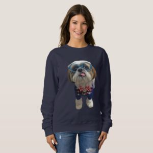 Hipster Shih Tzu Dog Sweatshirt