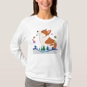 Holiday Welch Corgi with Floating Presents T-Shirt
