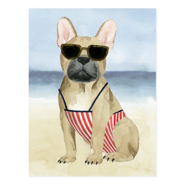 Hot Dog | Puppy In Sunglasses At The Beach Postcard