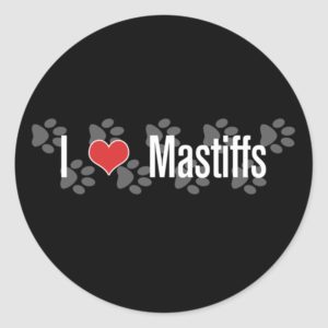 I (heart) Mastiffs Classic Round Sticker