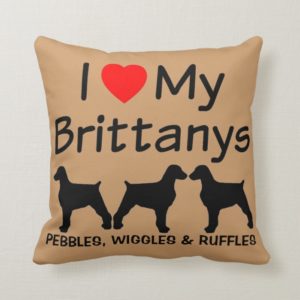 I Heart My Three Brittany Dogs Pillow