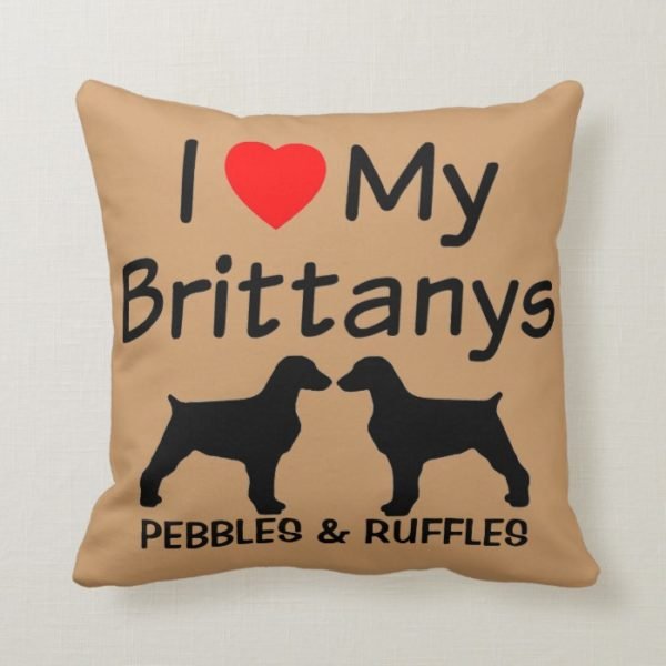 I Heart My Two Brittany Dogs Pillow