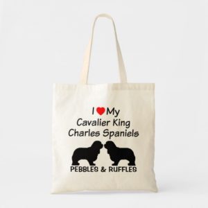 I Heart My Two Cavalier King Charles Spaniel Dogs Tote Bag