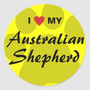 I Love (Heart) My Australian Shepherd Classic Round Sticker