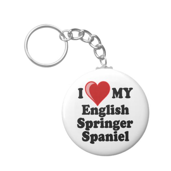 I Love (Heart) My English Springer Spaniel Dog Keychain