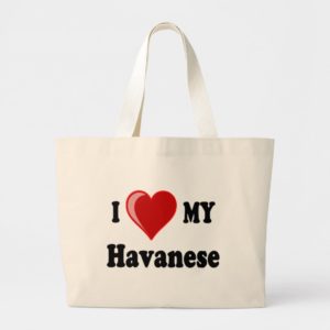 I Love (Heart) My Havanese Dog Large Tote Bag