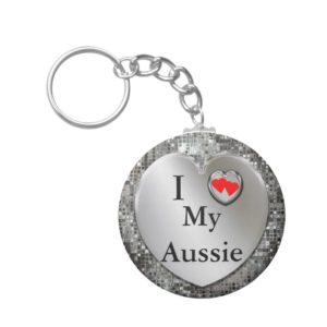 I Love My Aussie, Australian Shepherd, Keychain