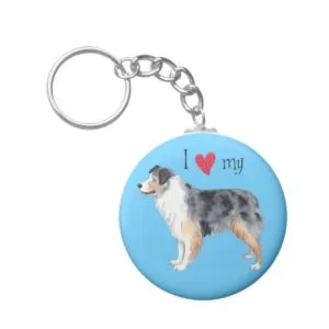 I Love my Australian Shepherd Keychain