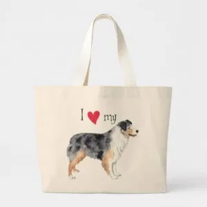 I Love my Australian Shepherd Large Tote Bag