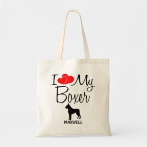 I Love My Boxer Dog Tote Bag