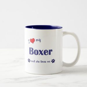 I Love My Boxer (Female Dog) Two-Tone Coffee Mug