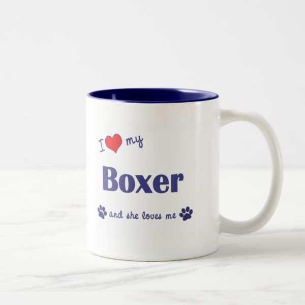 I Love My Boxer (Female Dog) Two-Tone Coffee Mug