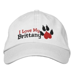I Love My Brittany Dog Paw Print Embroidered Baseball Cap