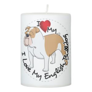 I Love My English Bulldog Dog Pillar Candle