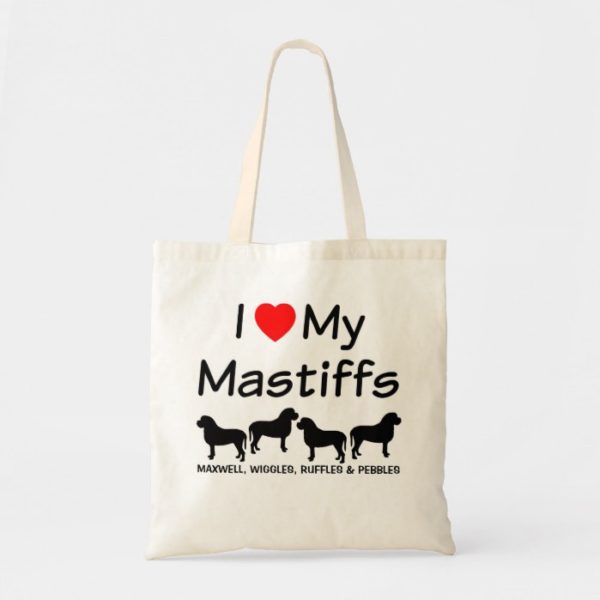 I Love My Four Mastiff Dogs Bag