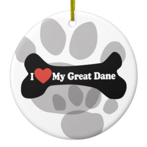 I Love My Great Dane  - Dog Bone Ceramic Ornament