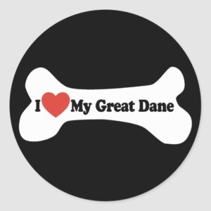 I Love My Great Dane  - Dog Bone Classic Round Sticker