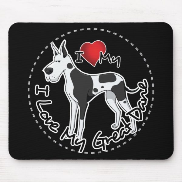 I Love My Great Dane Dog Mouse Pad