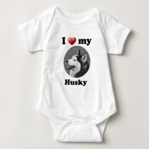 I Love My Husky Baby Bodysuit