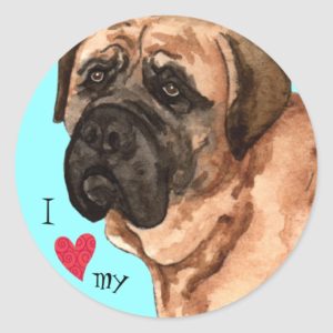 I Love my Mastiff Classic Round Sticker