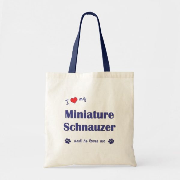 I Love My Miniature Schnauzer (Male Dog) Tote Bag