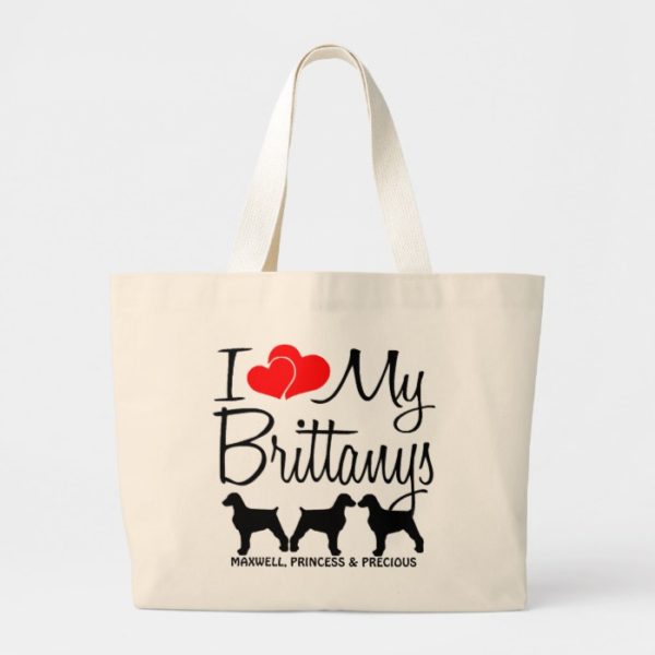 I Love My Three Brittany Dogs Bag