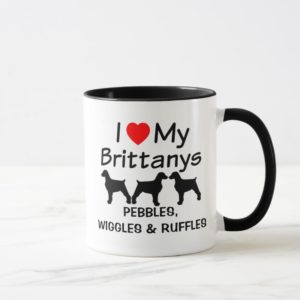 I Love My Three Brittany Dogs Mug