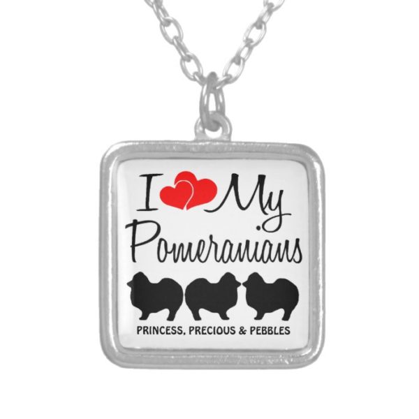 I Love My Three Pomeranian Dogs Necklace