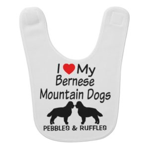 I Love My Two Bernese Mountain Dogs Baby Bib