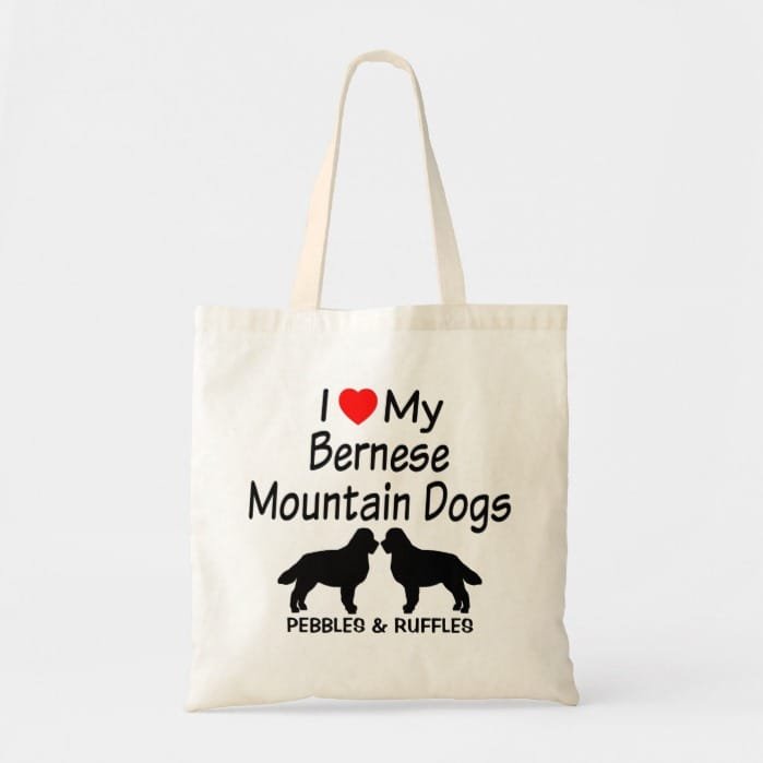 I Love My Two Bernese Mountain Dogs Tote Bag