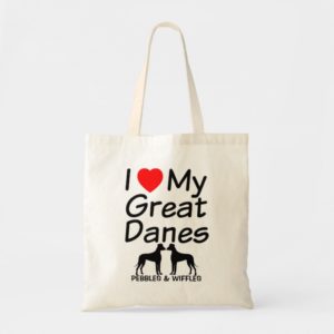 I Love My TWO Great Dane Dogs Tote Bag