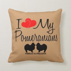 I Love My Two Pomeranians Throw Pillow