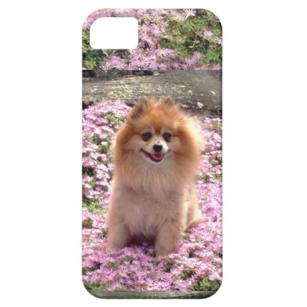 ID/Credit Card iPhone 5 Pomeranian Pink Flowers Case-Mate iPhone Case