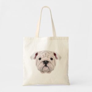 Illustrated portrait of English Bulldog puppy. Tote Bag