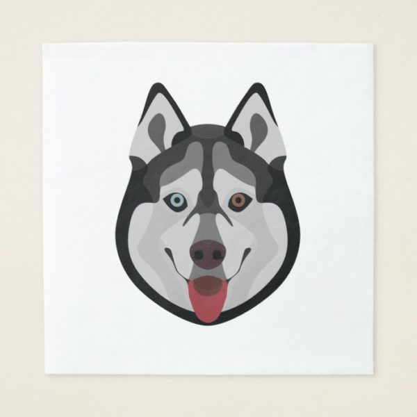 Illustration dogs face Siberian Husky Paper Napkin