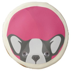 Illustration French Bulldog with pink background Sugar Cookie