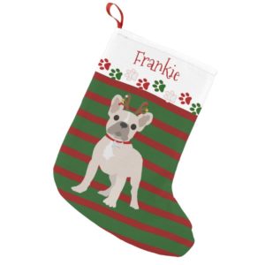 Jolly French Bulldog Buff Color Small Christmas Stocking