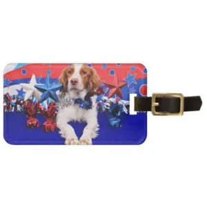 July 4th - Brittany Spaniel - Charlie Bag Tag